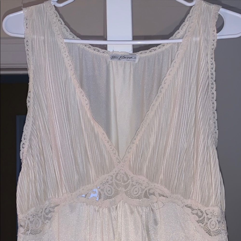 Vintage 1970s Miss Elaine Cream Chemise Intimates Sleepwear Size Large